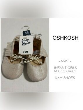 OSHKOSH - 3/6M - NWT - INFANT GIRLS GOLD MOCCASIN BALLET FLATS / SHOES